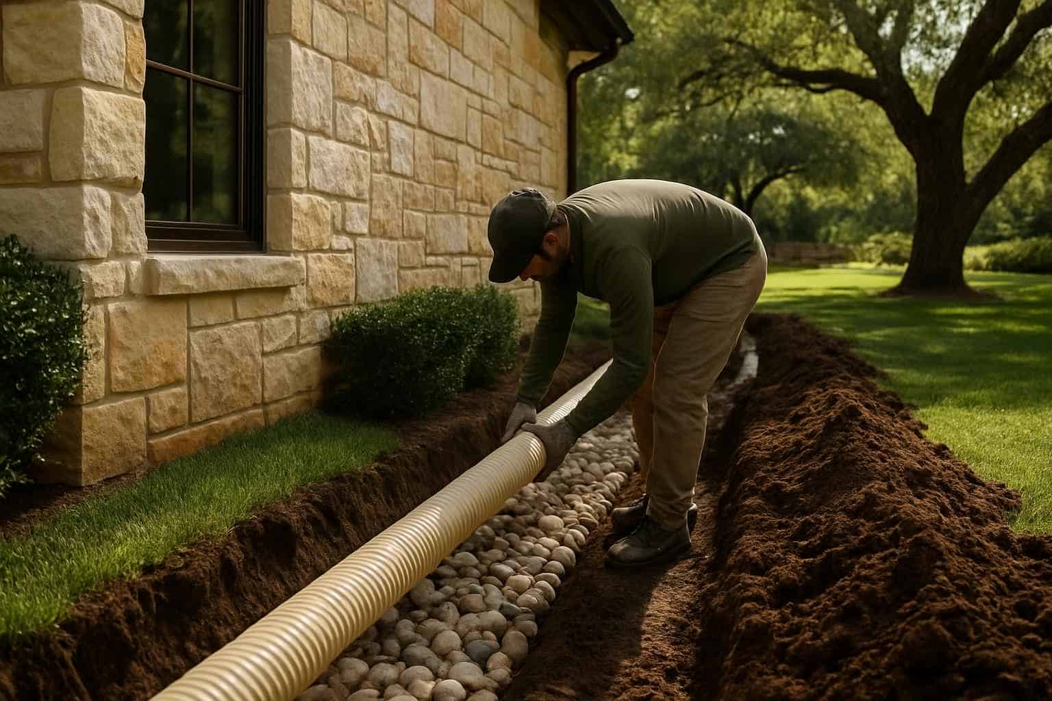 French Drain Installation Hunt Texas