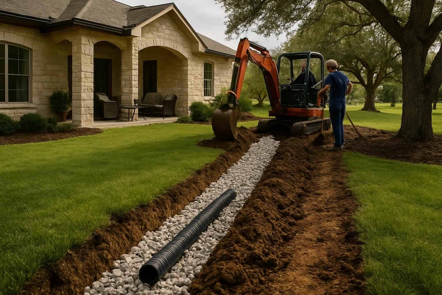 French Drain Installation in Bandera Texas