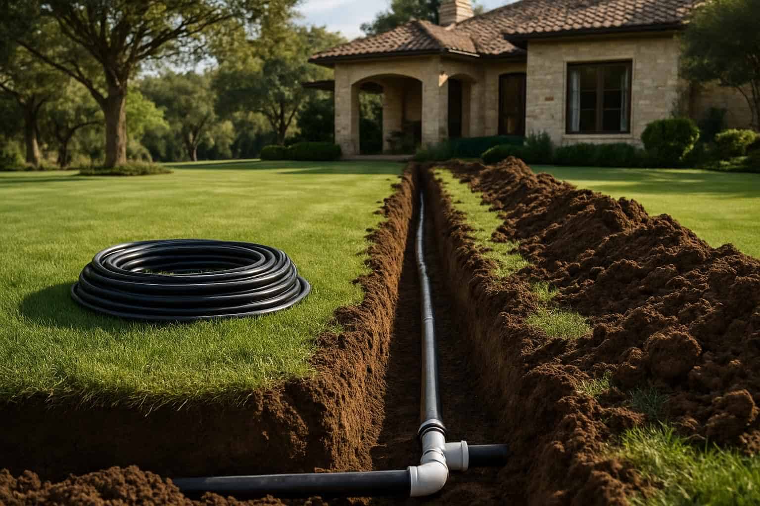 Irrigation System Trench Installation Hunt Texas