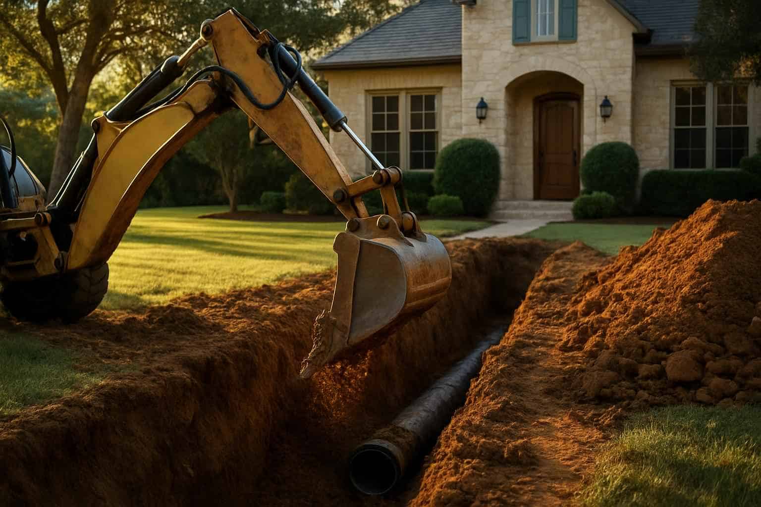 Sewer Line Trench Digging Center Point TX