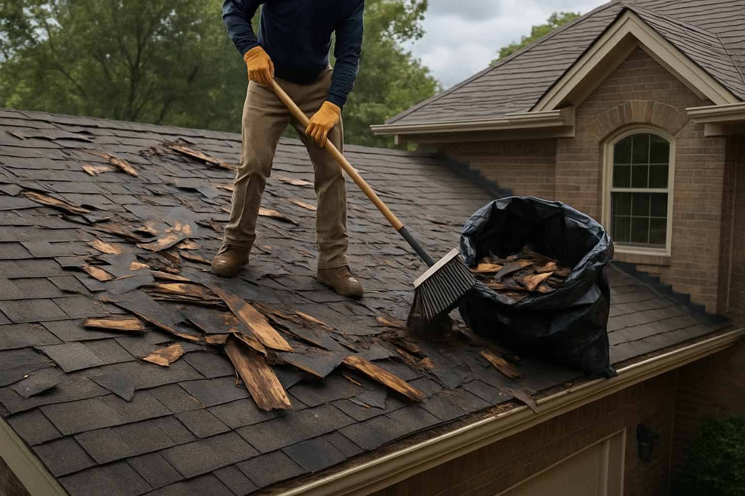 Storm Damaged Roof Debris Removal Ingram TX
