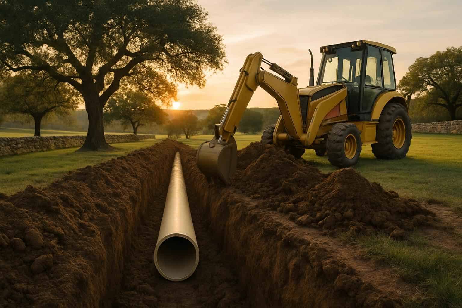 Water Line Trenching Center Point TX