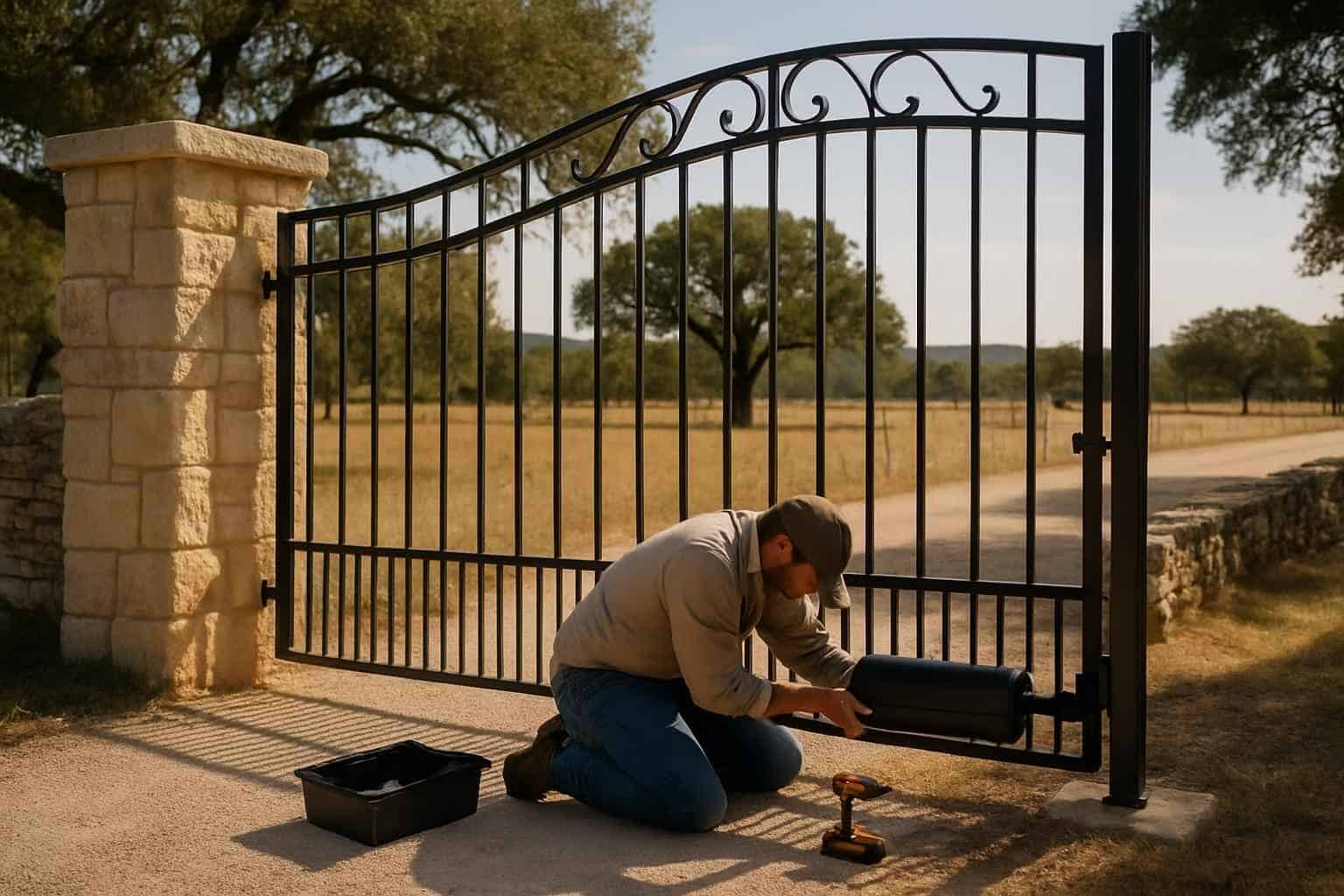 Automatic Gate Opener Prep in Luckenbach Texas