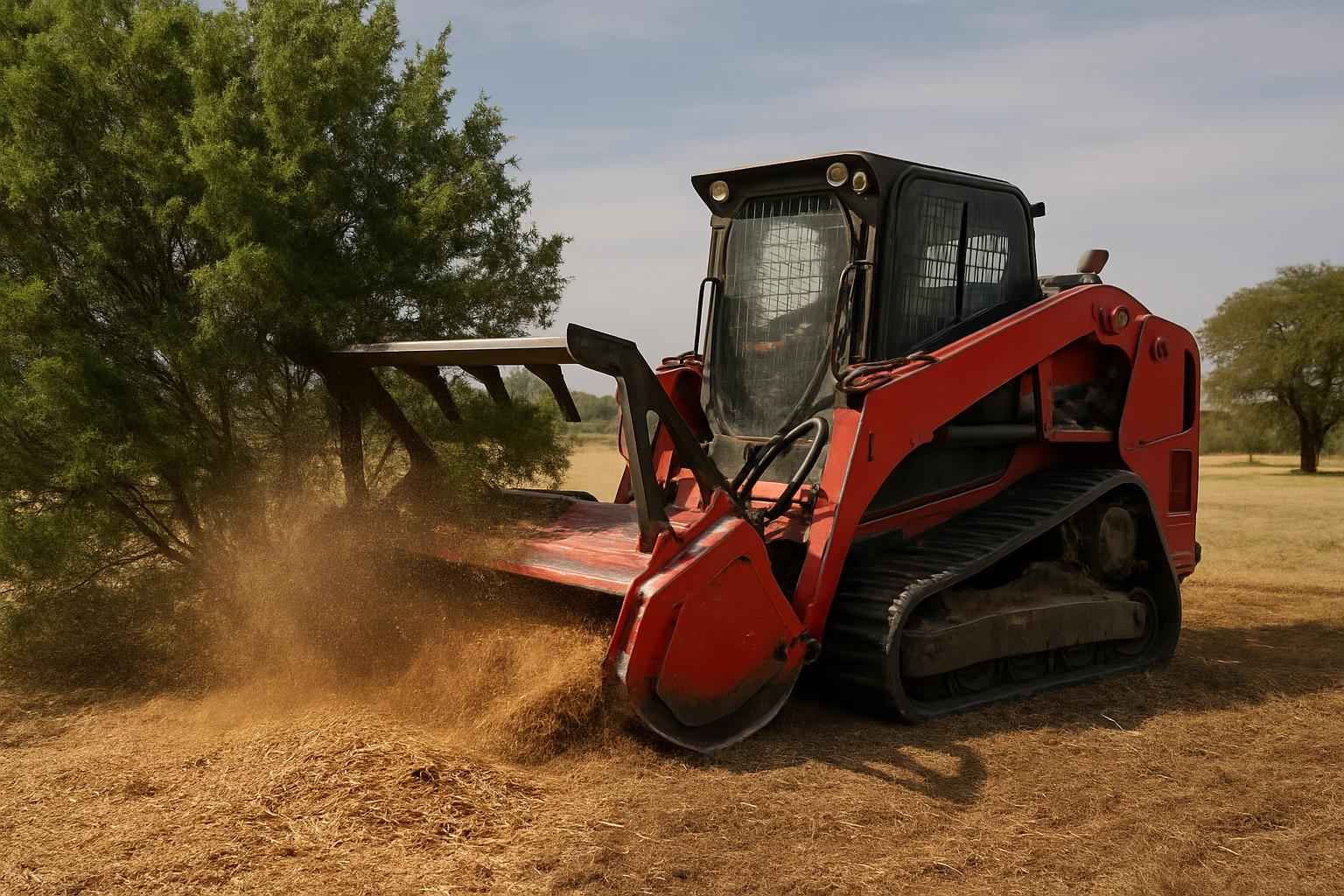 Cedar Eating Mulching in Stonewall Texas