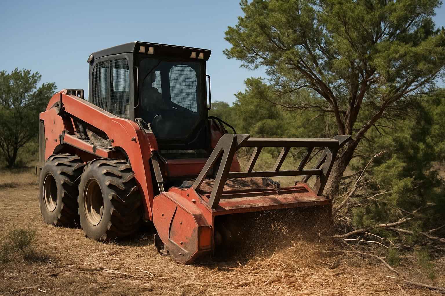 Cedar Eating Mulching in Willow City Texas