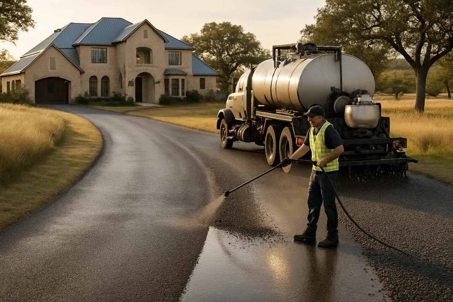 Chip Seal Maintenance in Hye Texas