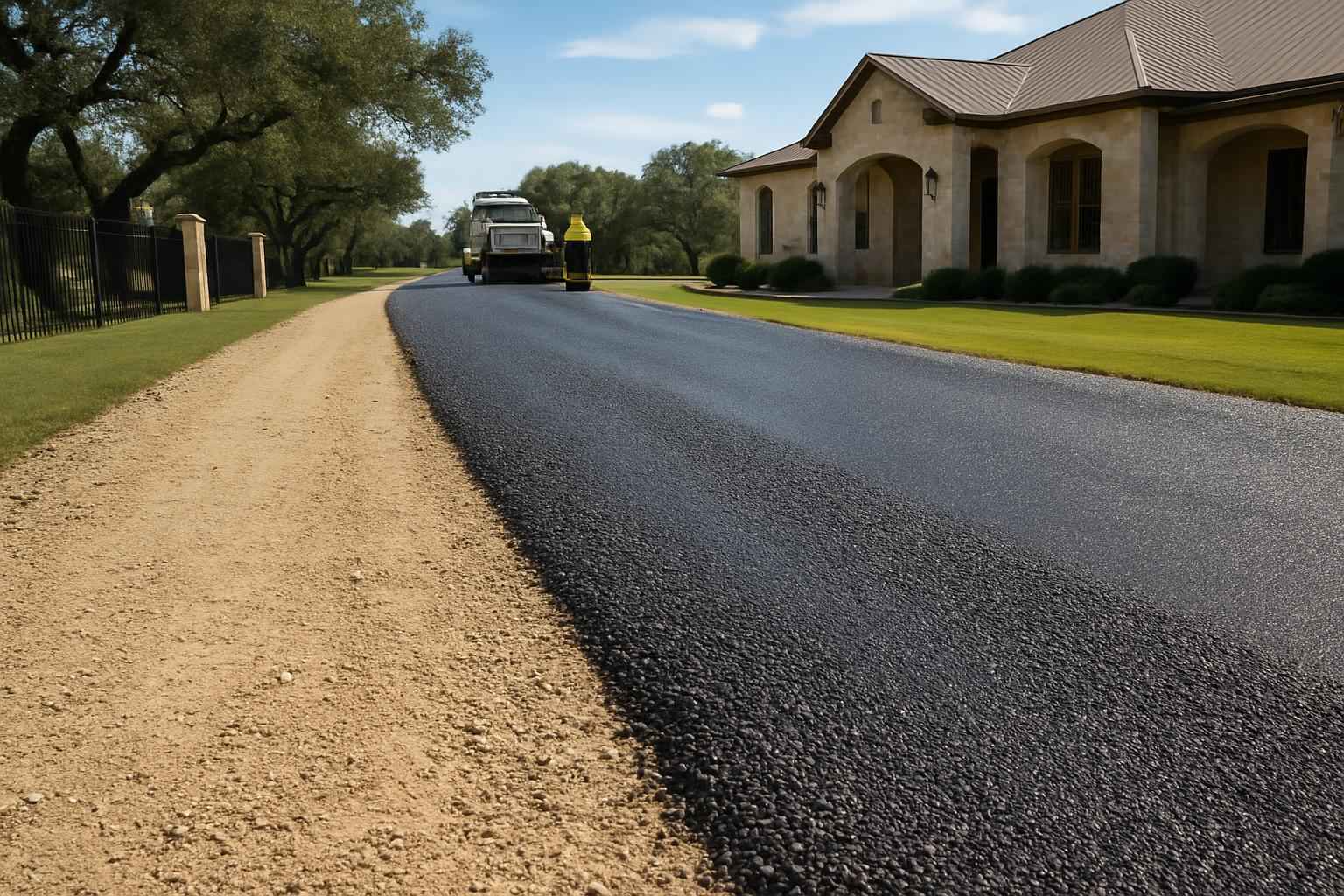 Chip Seal Over Road Base in Hye Texas