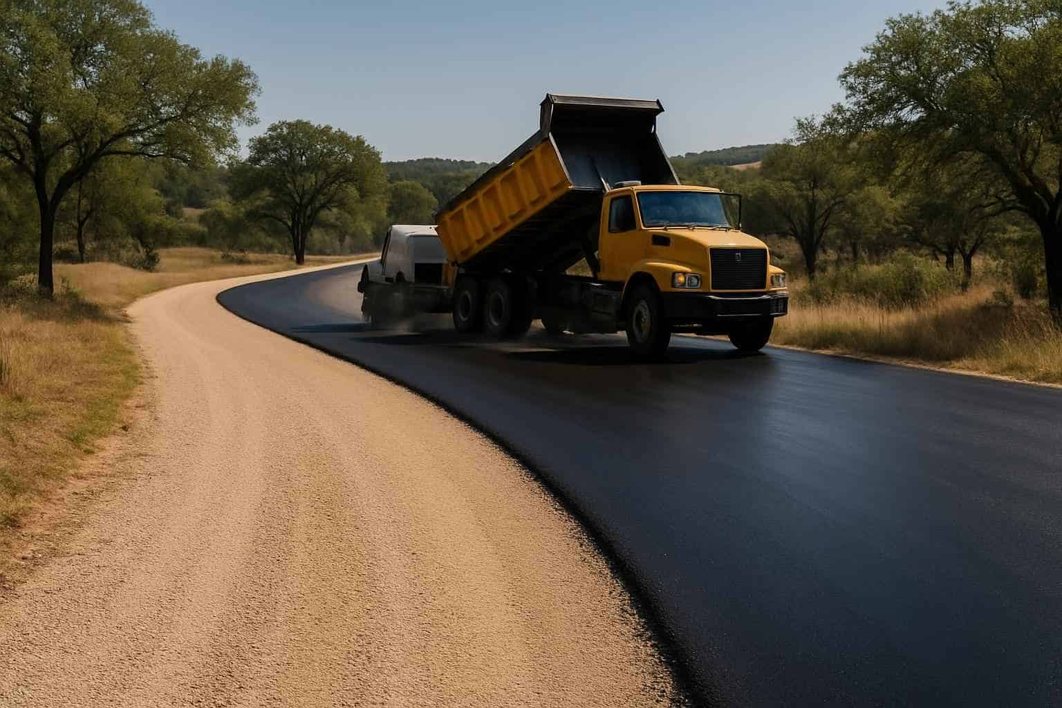 Chip Seal Over Road Base in Willow City Texas
