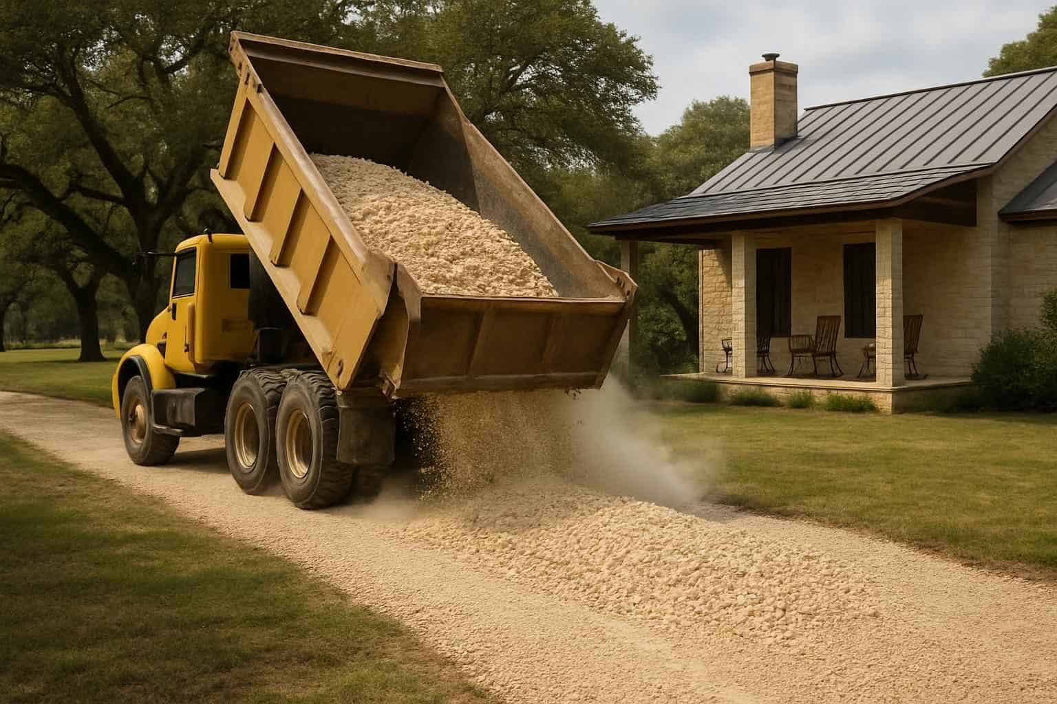 Crushed Rock Spreading in Luckenbach Texas
