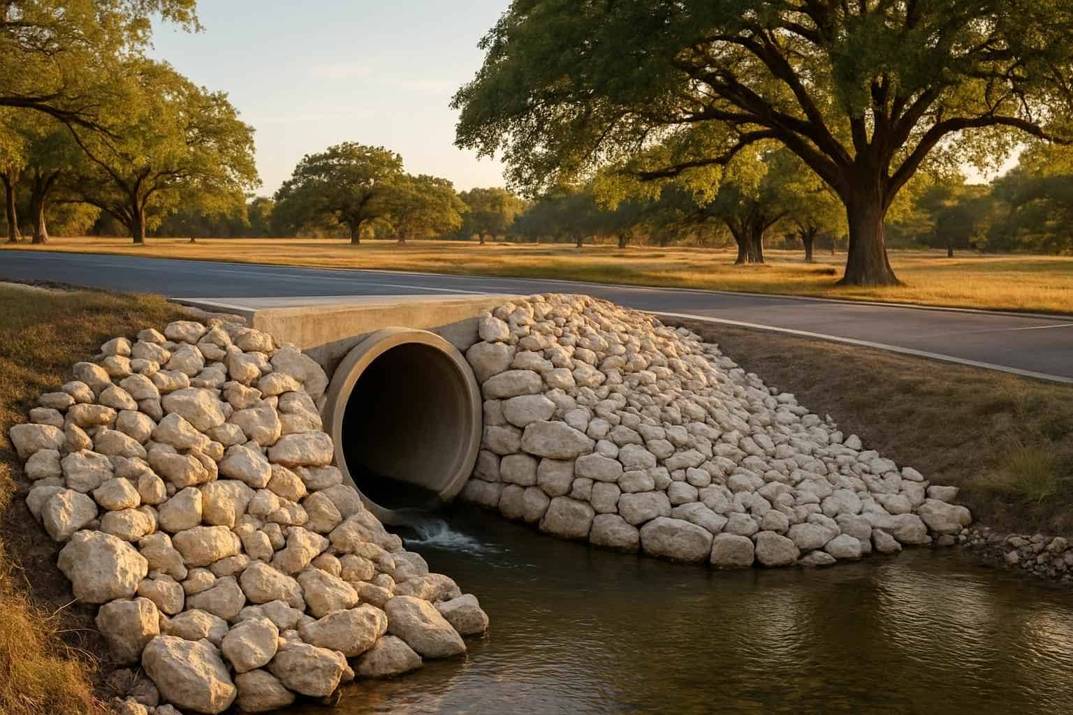 Culvert Riprap Protection in Luckenbach Texas