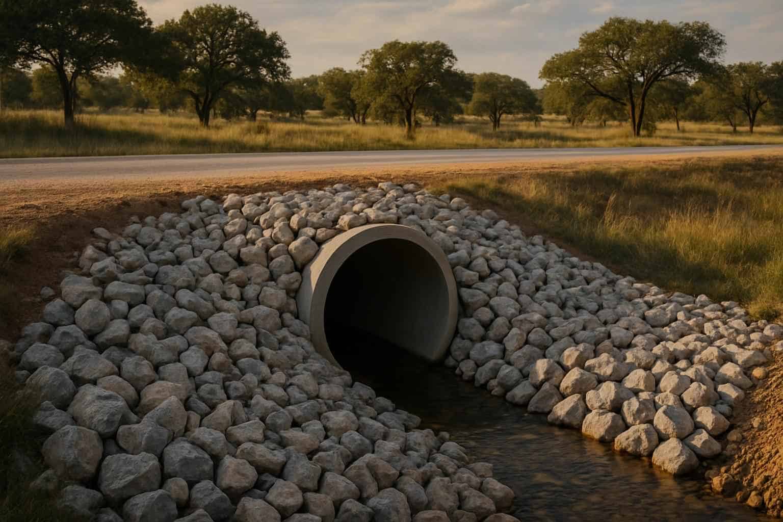 Culvert Riprap Protection in Willow City Texas