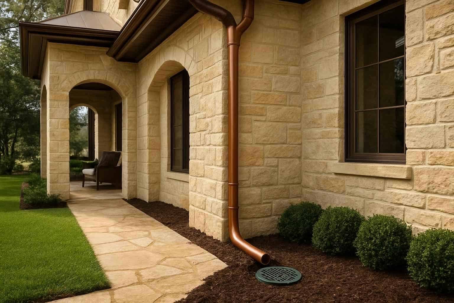 Downspout Drainage Tie Ins in Hye Texas
