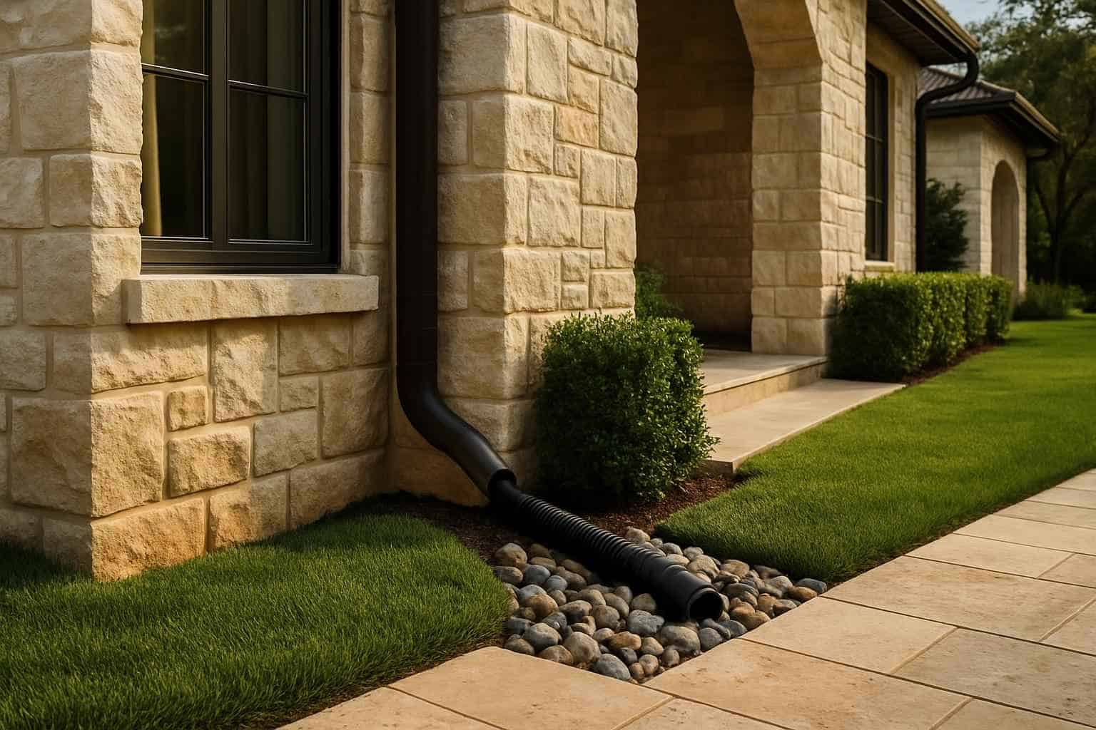 Downspout Drainage Tie Ins in Stonewall Texas