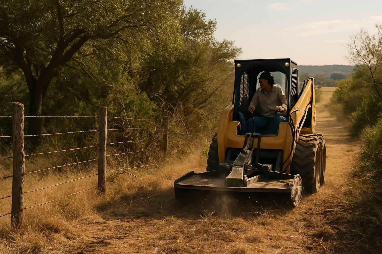 Fence Line Brush Clearing in Luckenbach Texas