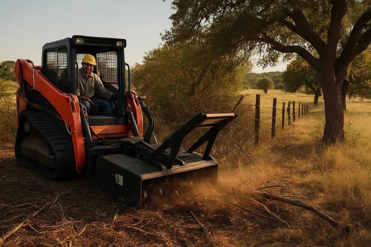 Fence Line Brush Clearing in Willow City Texas