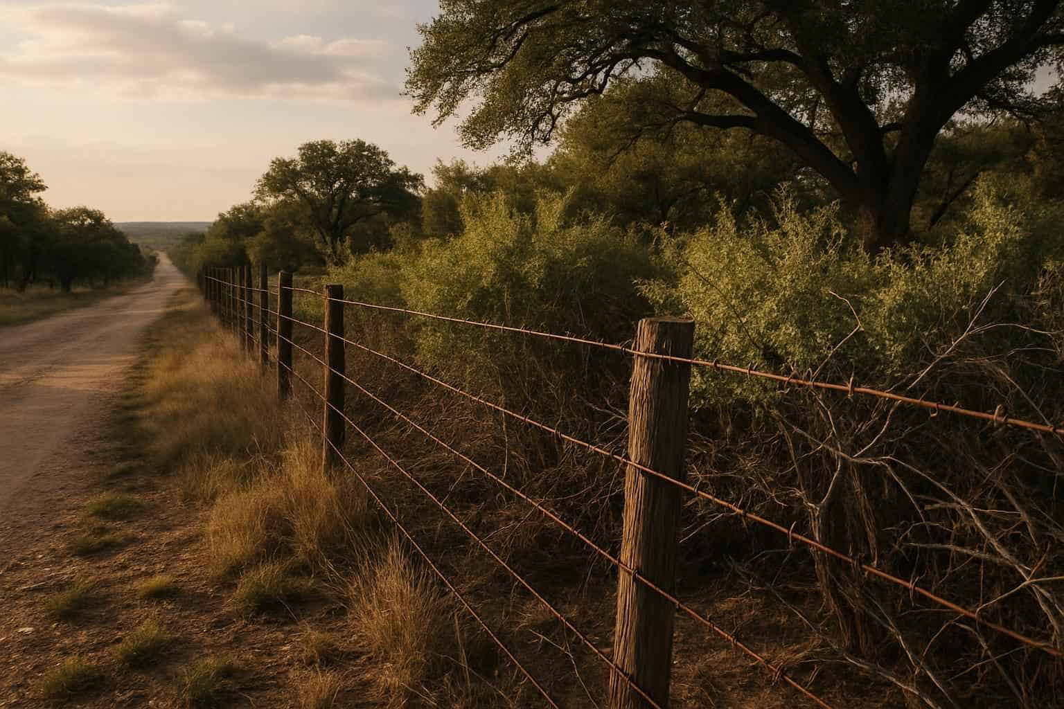 Fence Line Underbrush in Willow City Texas