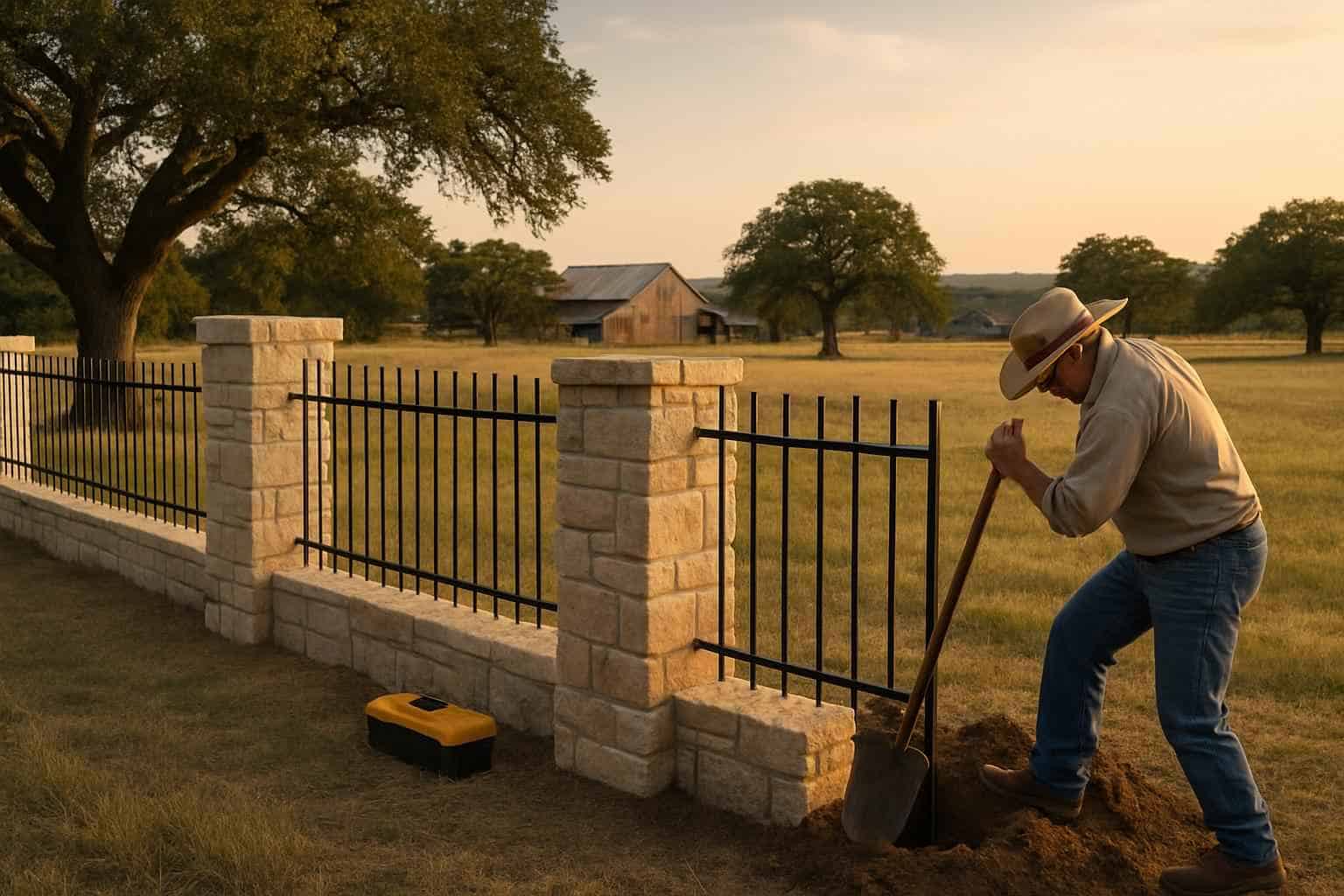 New Fence Installation Prep in Luckenbach Texas