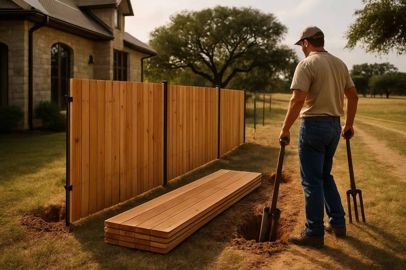 New Fence Installation Prep in Willow City Texas