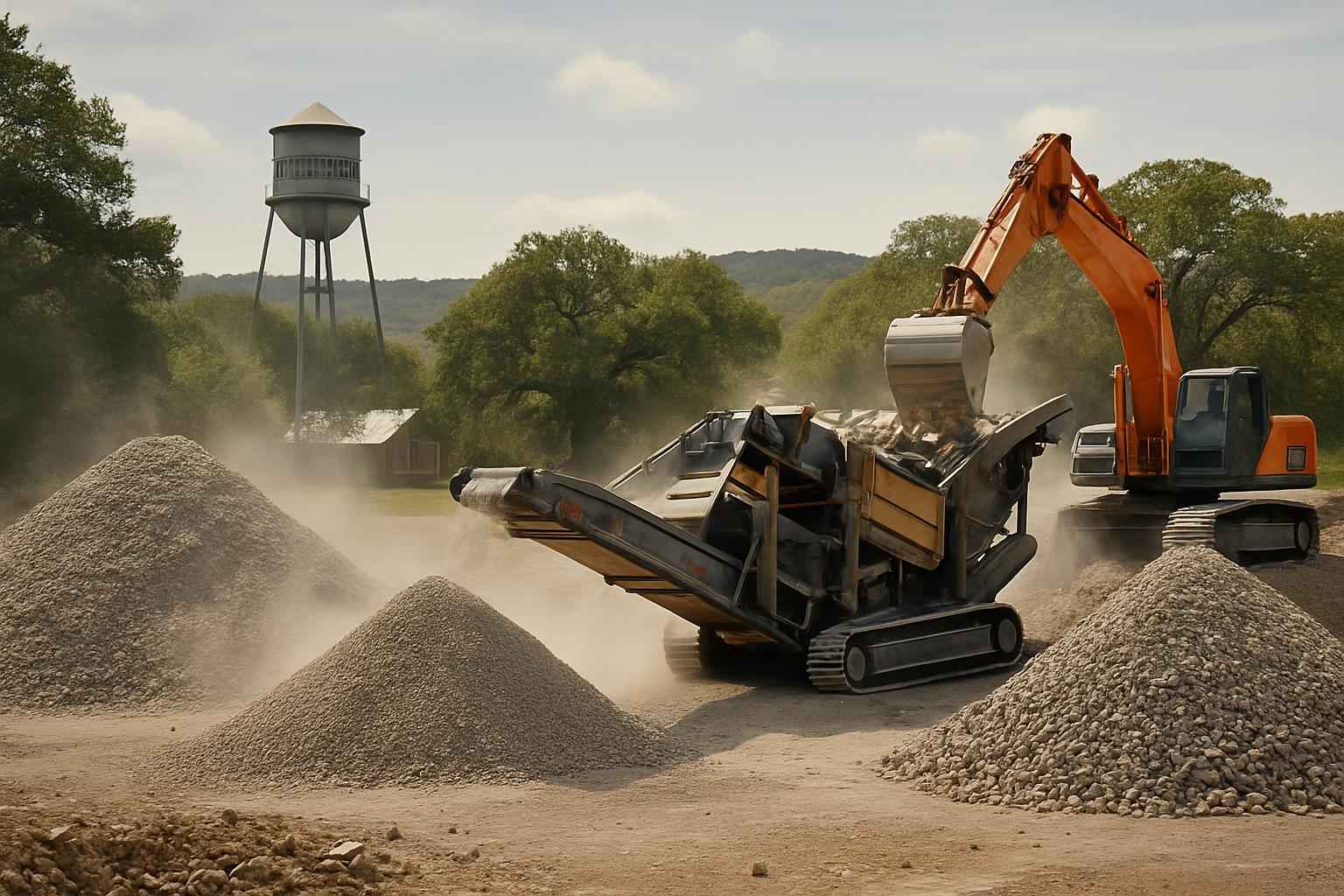 On Site Rock Crushing in Luckenbach Texas