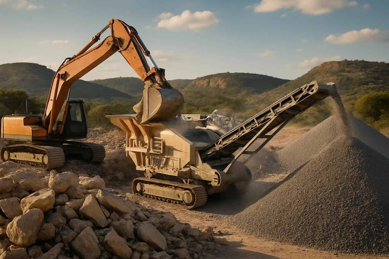 On Site Rock Crushing in Willow City Texas