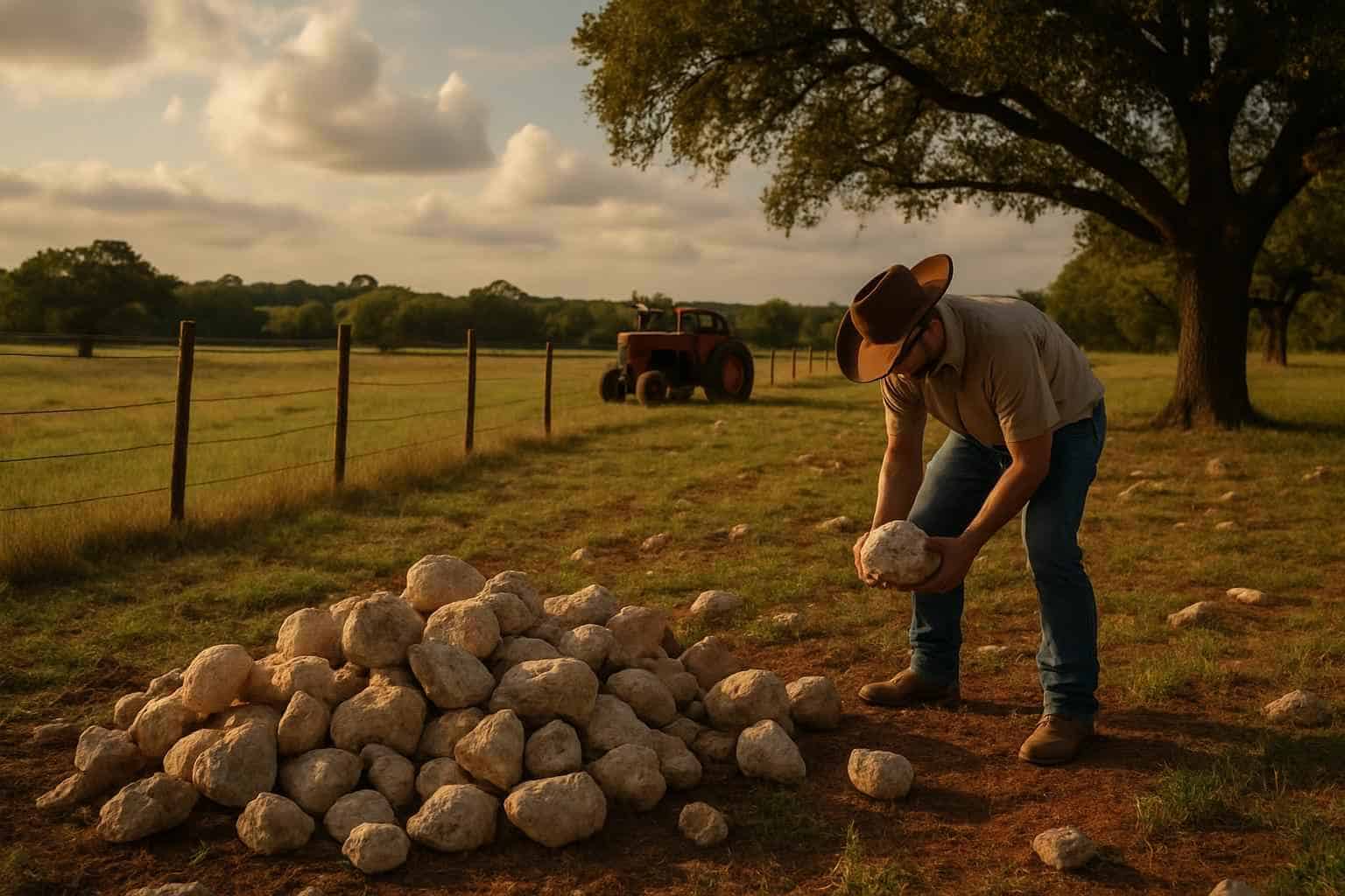 Pasture Rock Picking in Luckenbach Texas