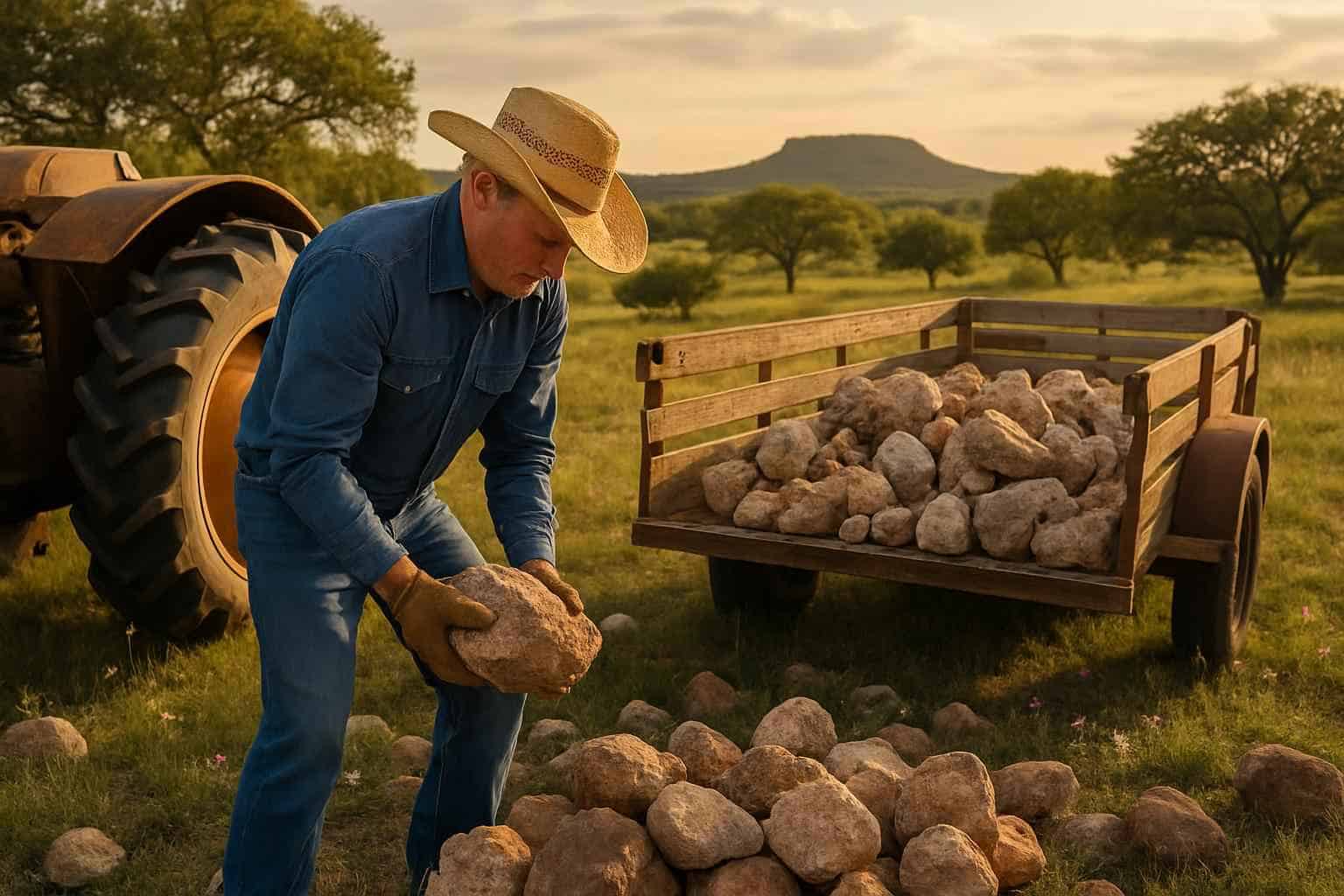 Pasture Rock Picking in Willow City Texas