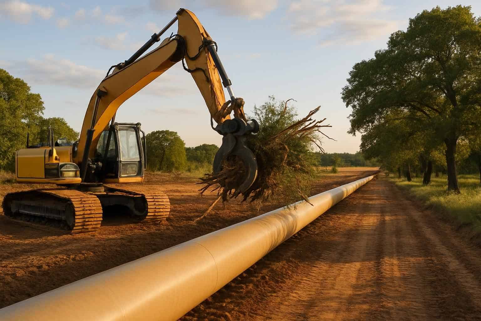 Pipeline ROW Clearing in Hye Texas