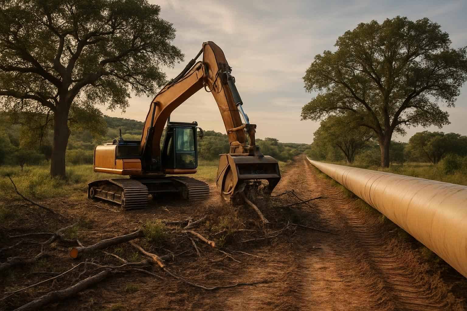 Pipeline ROW Clearing in Willow City Texas