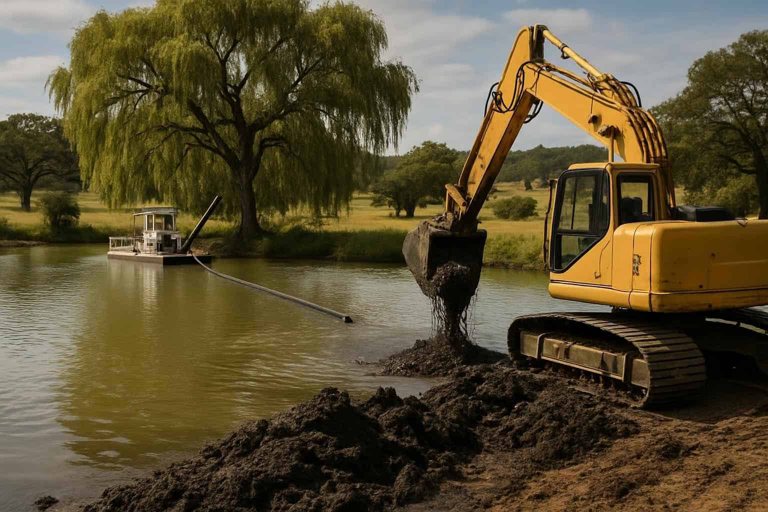 Pond Dredging and Silt Removal in Willow City Texas