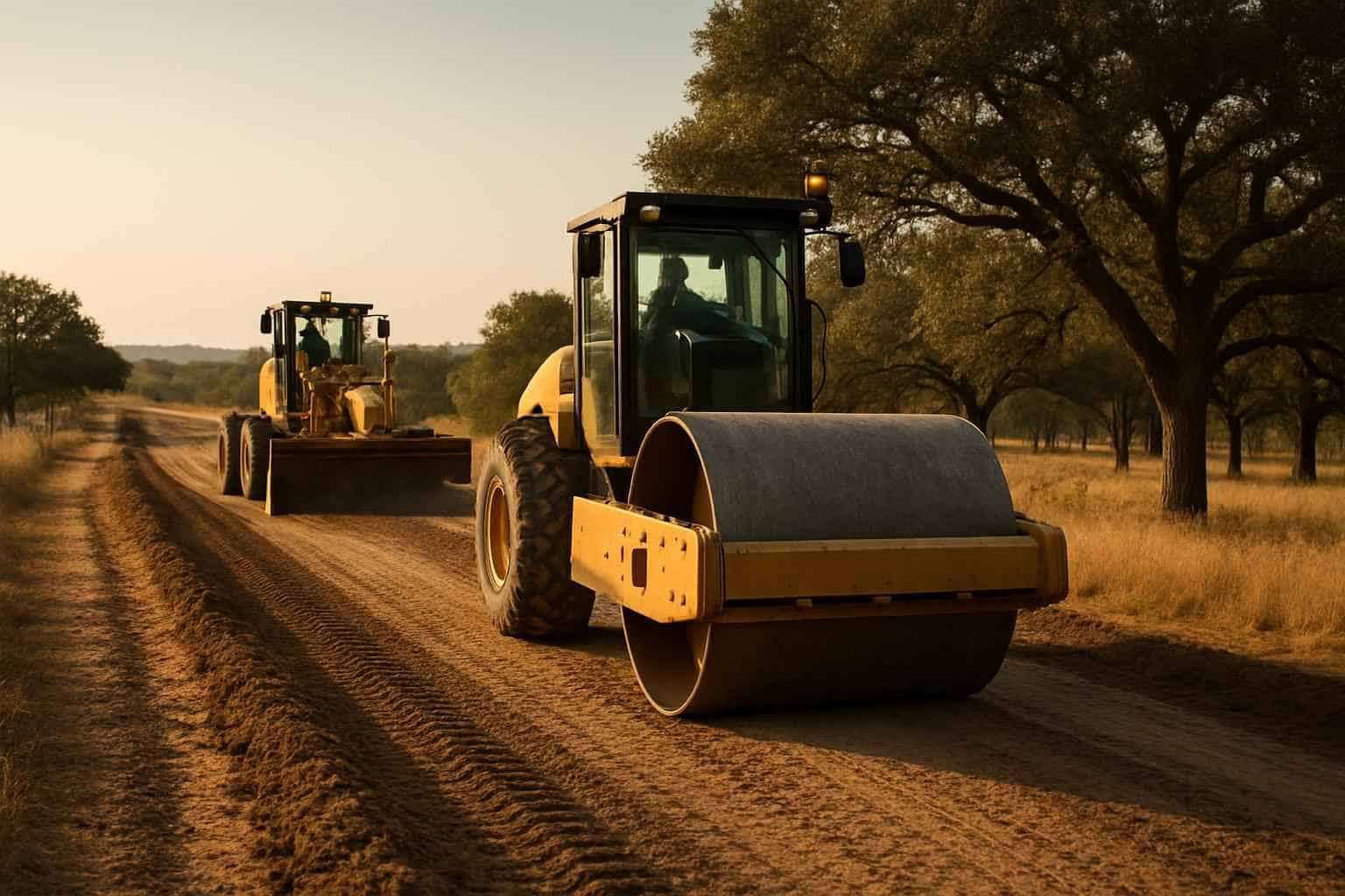 Road Grading and Compaction in Hye Texas