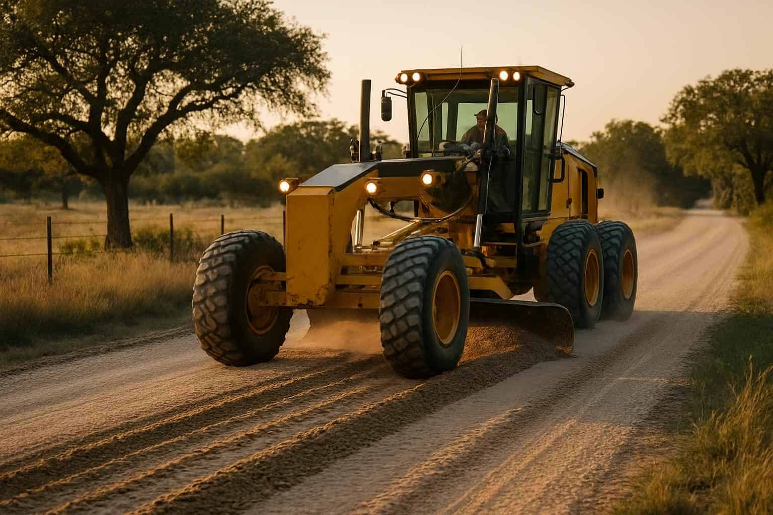 Road Maintenance Grading in Hye Texas