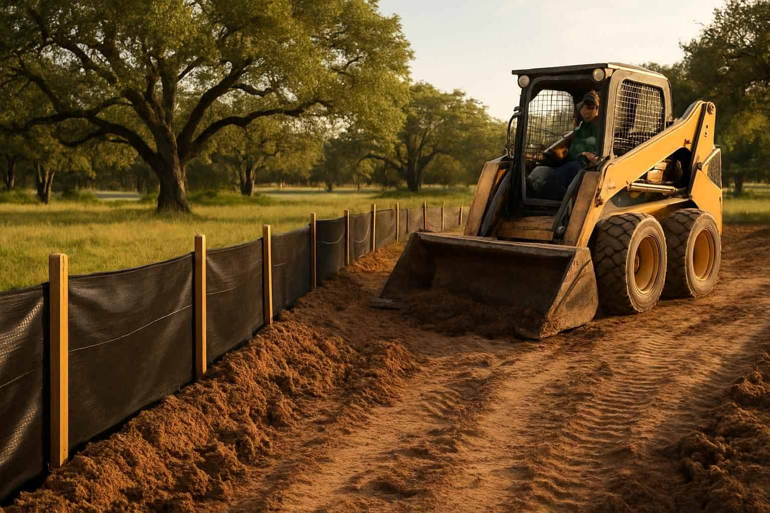Silt Fence Installation in Hye Texas