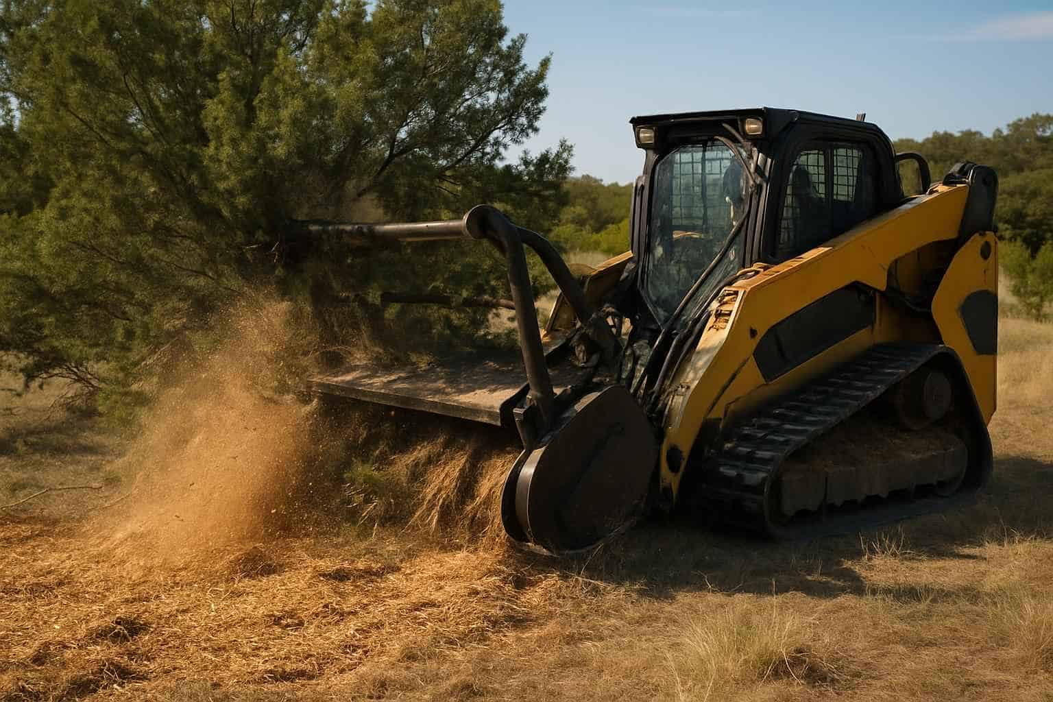 Cedar Eating Mulching in Doss Texas