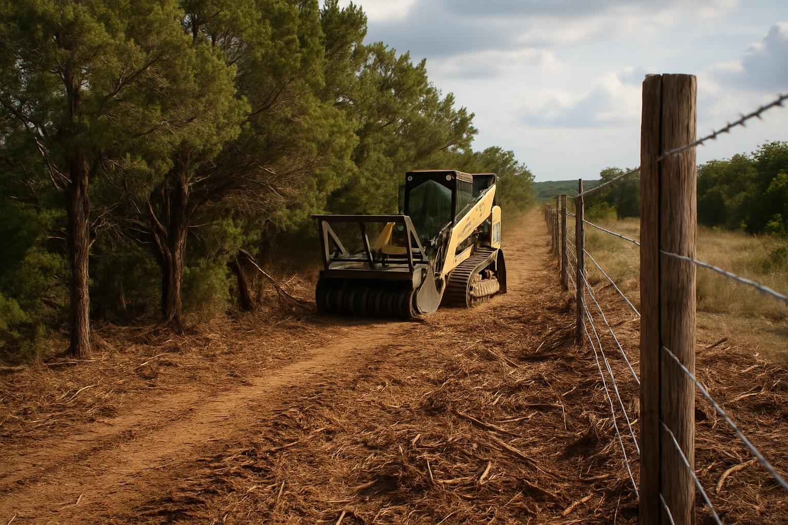 Cedar Fence Line Clearing in Doss Texas