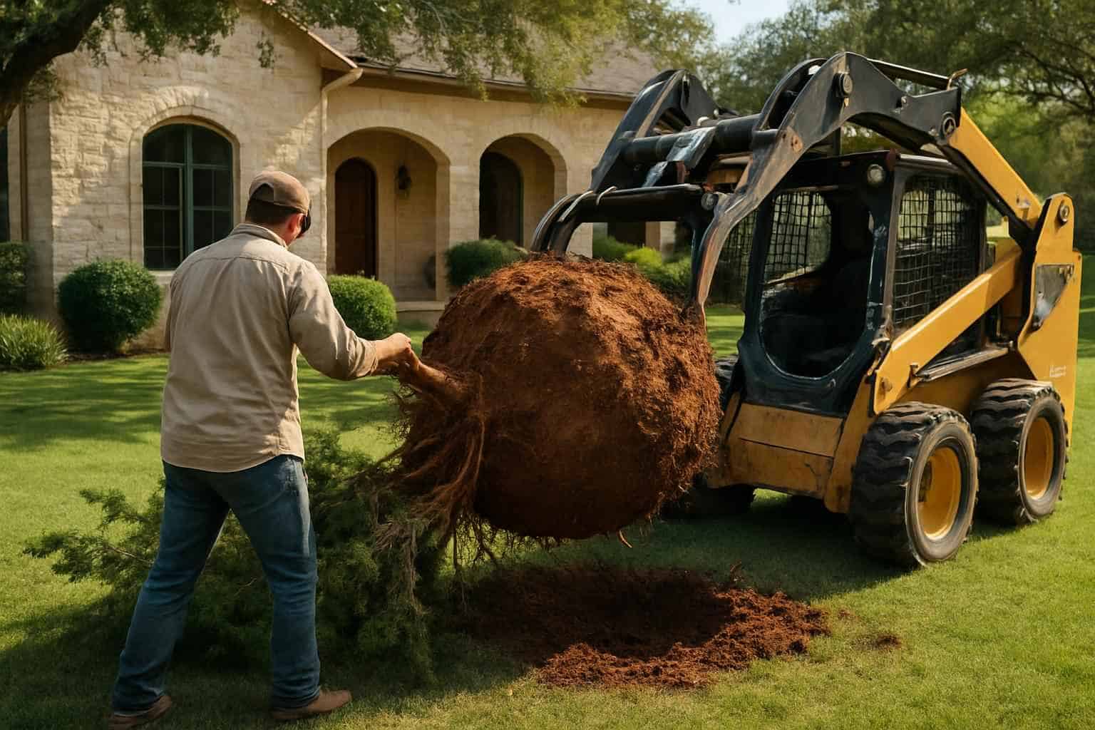 Cedar Root Ball Removal in Comfort Texas