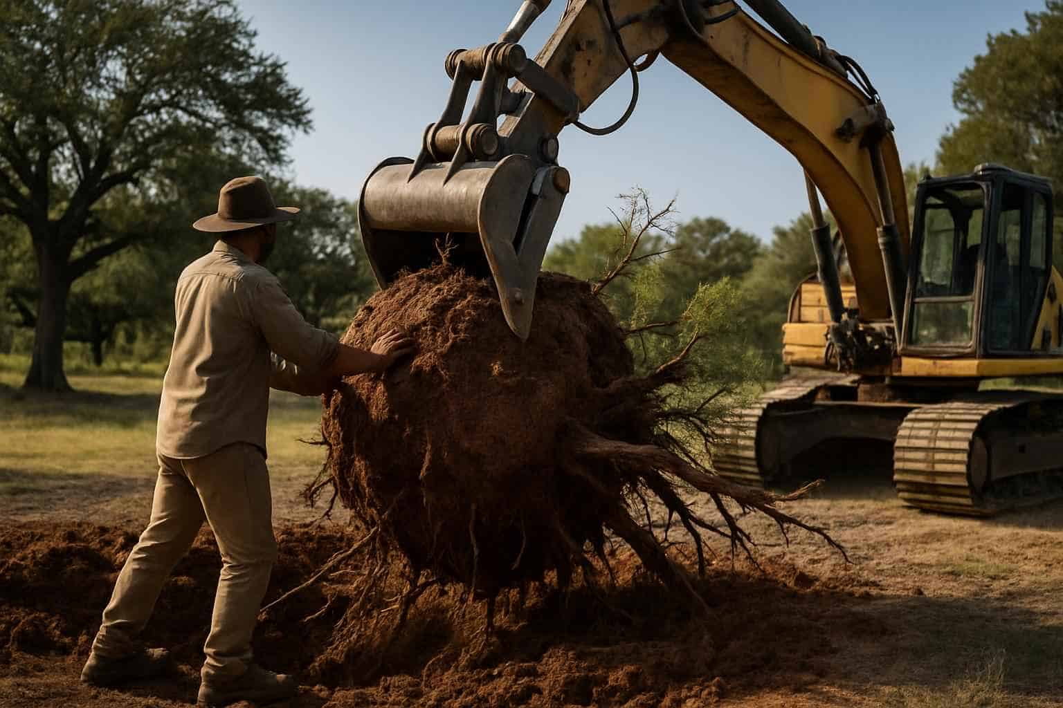 Cedar Root Ball Removal in Kerrville Texas