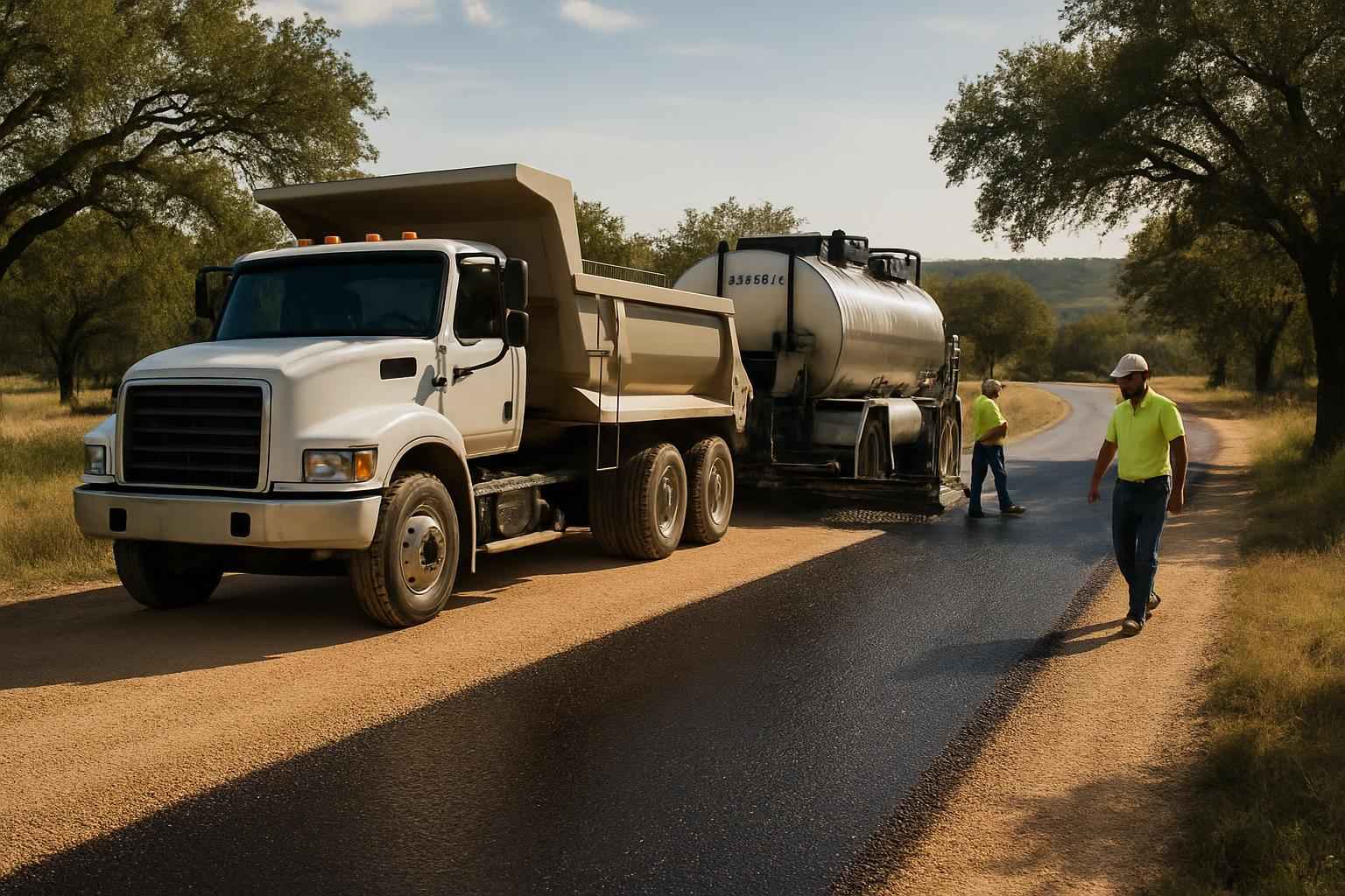 Chip Seal Over Road Base in Doss Texas
