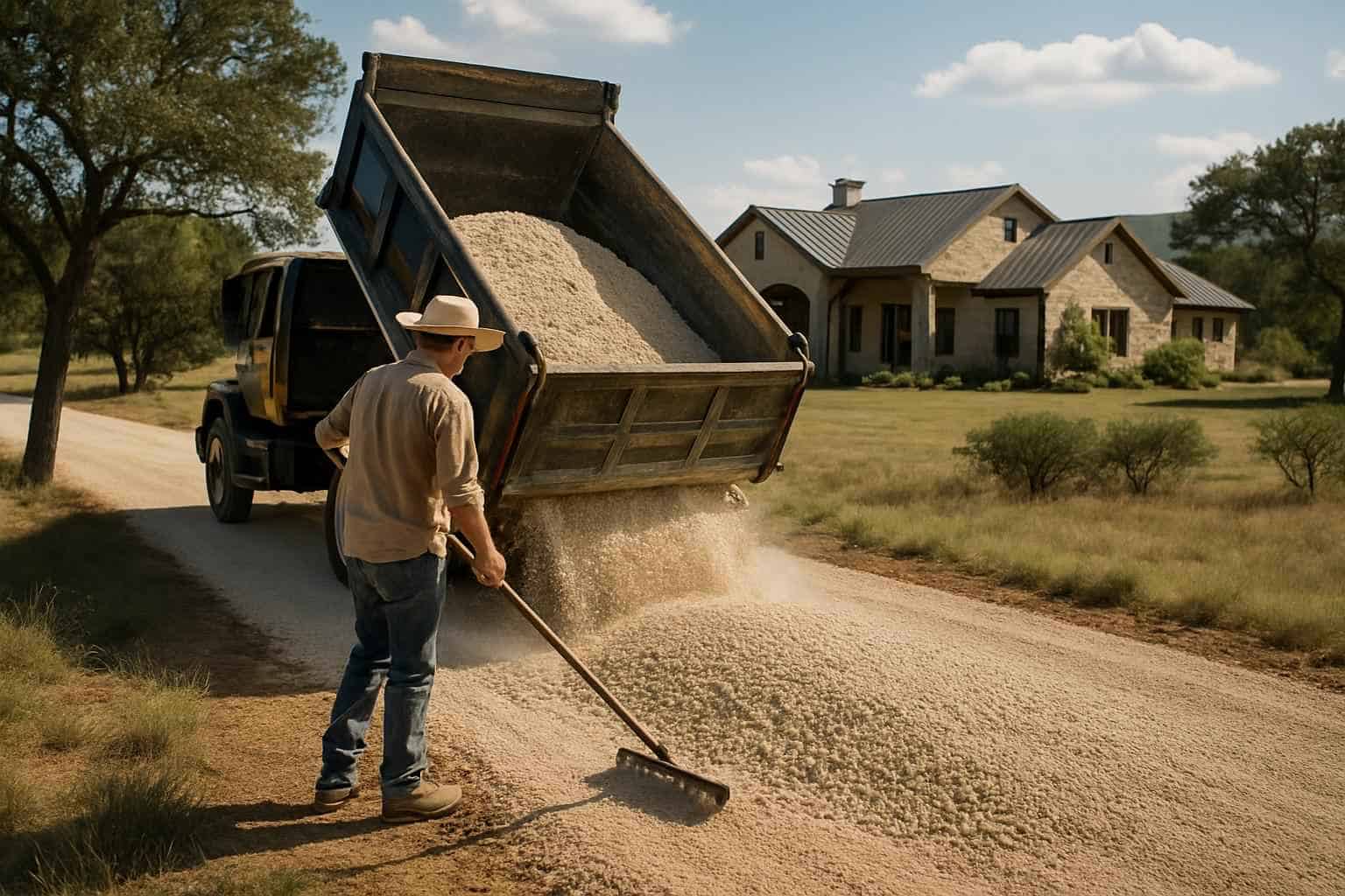 Crushed Rock Spreading in Doss Texas