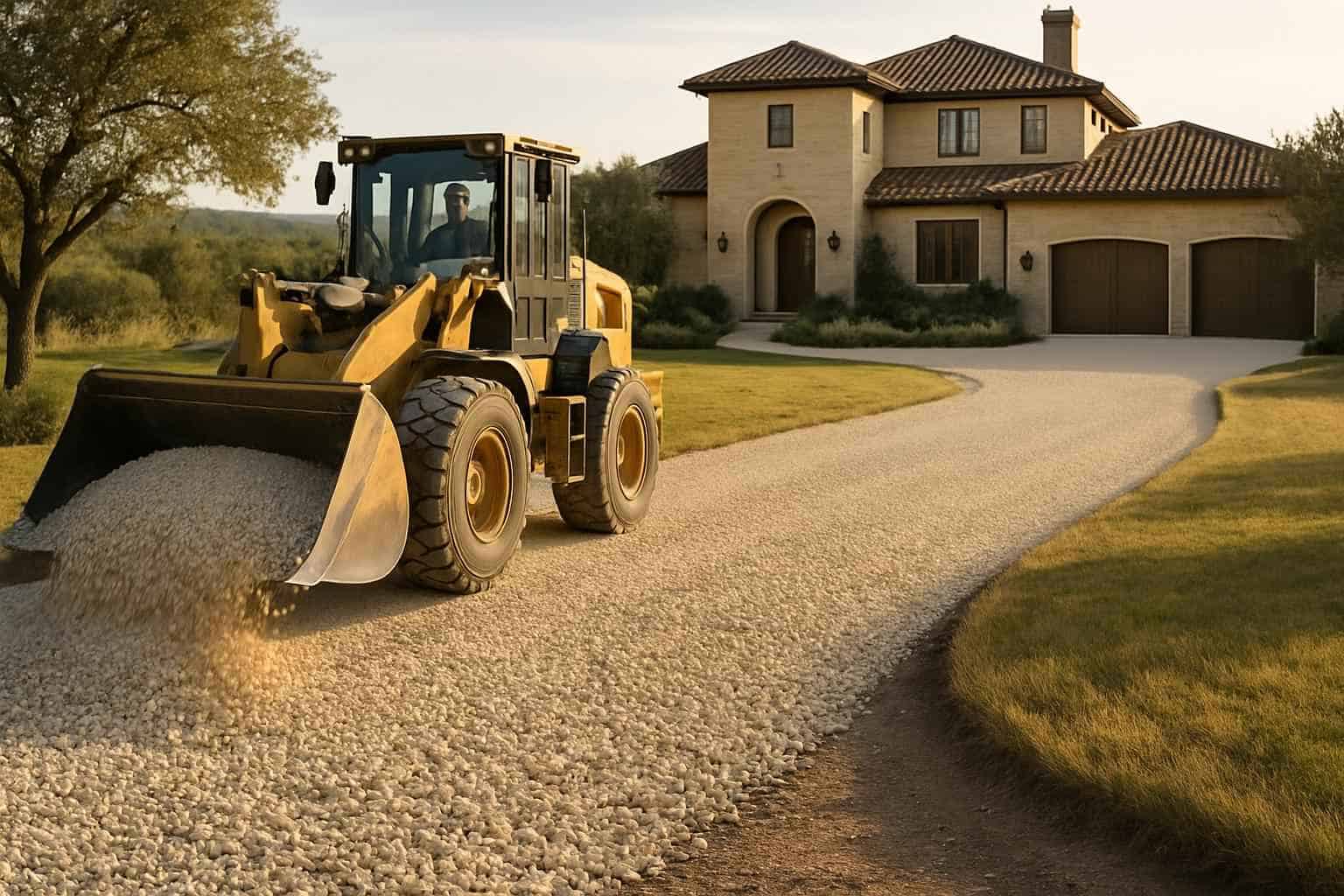 Crushed Rock Spreading in Hye Texas