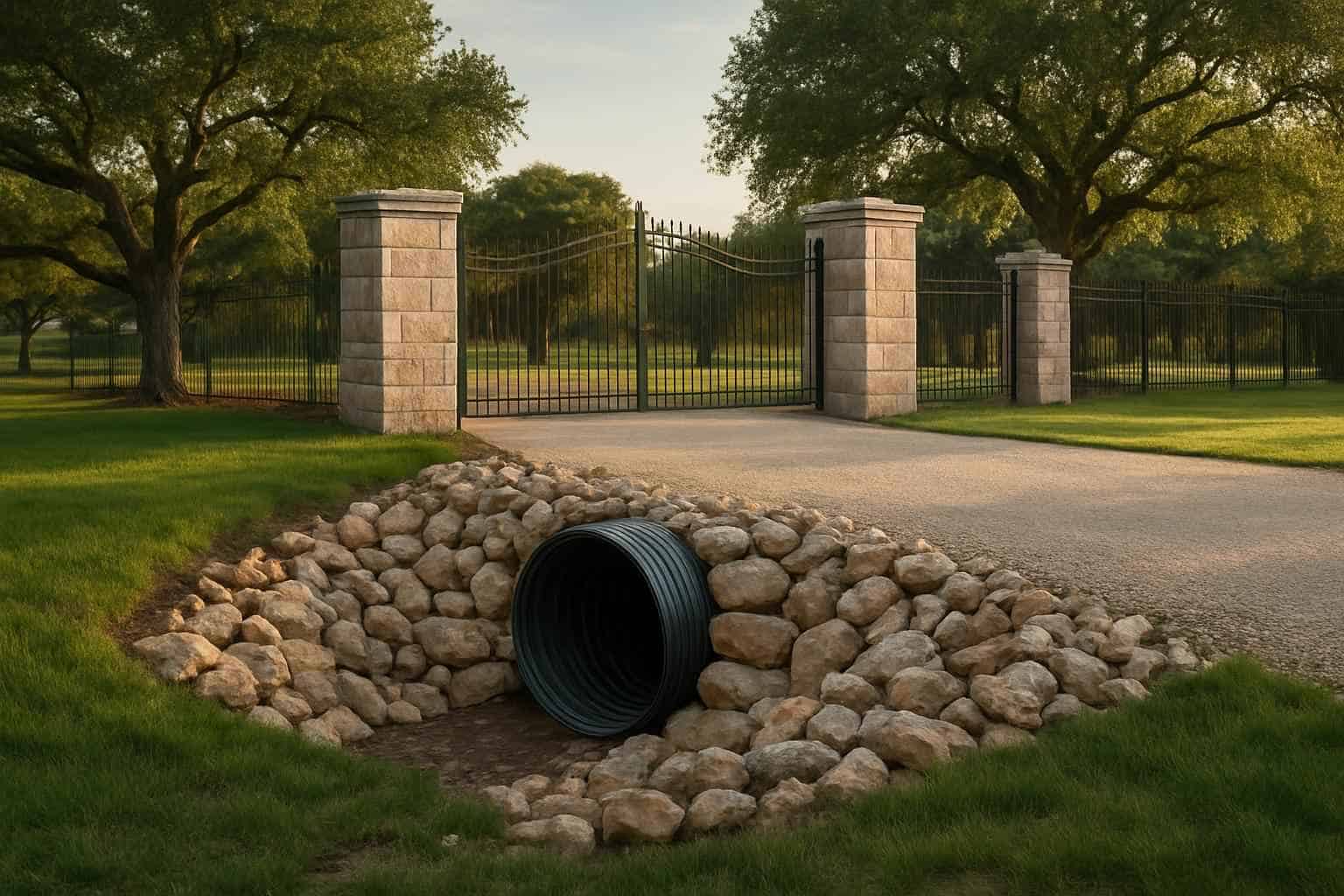 Culvert Install at Entrance in Comfort Texas