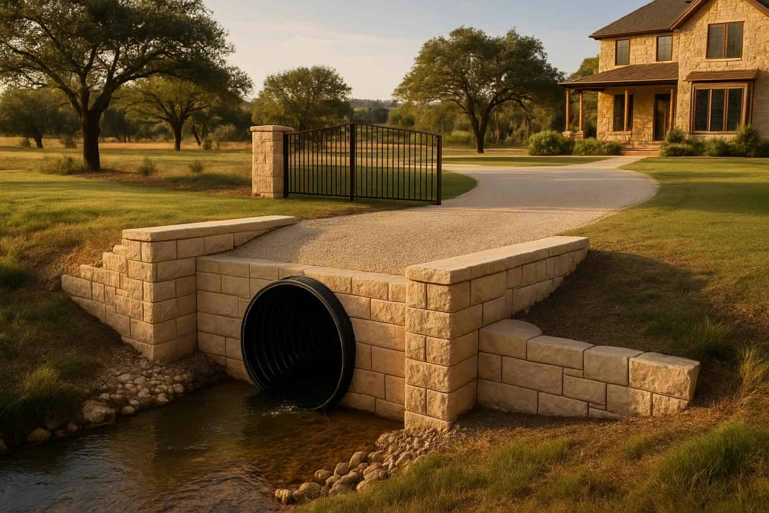 Culvert Install at Entrance in Doss Texas