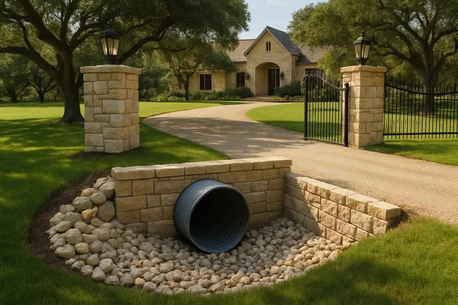 Driveway Installation In Kerrville Texas 5 Culvert Install at Entrance in Kerrville Texas