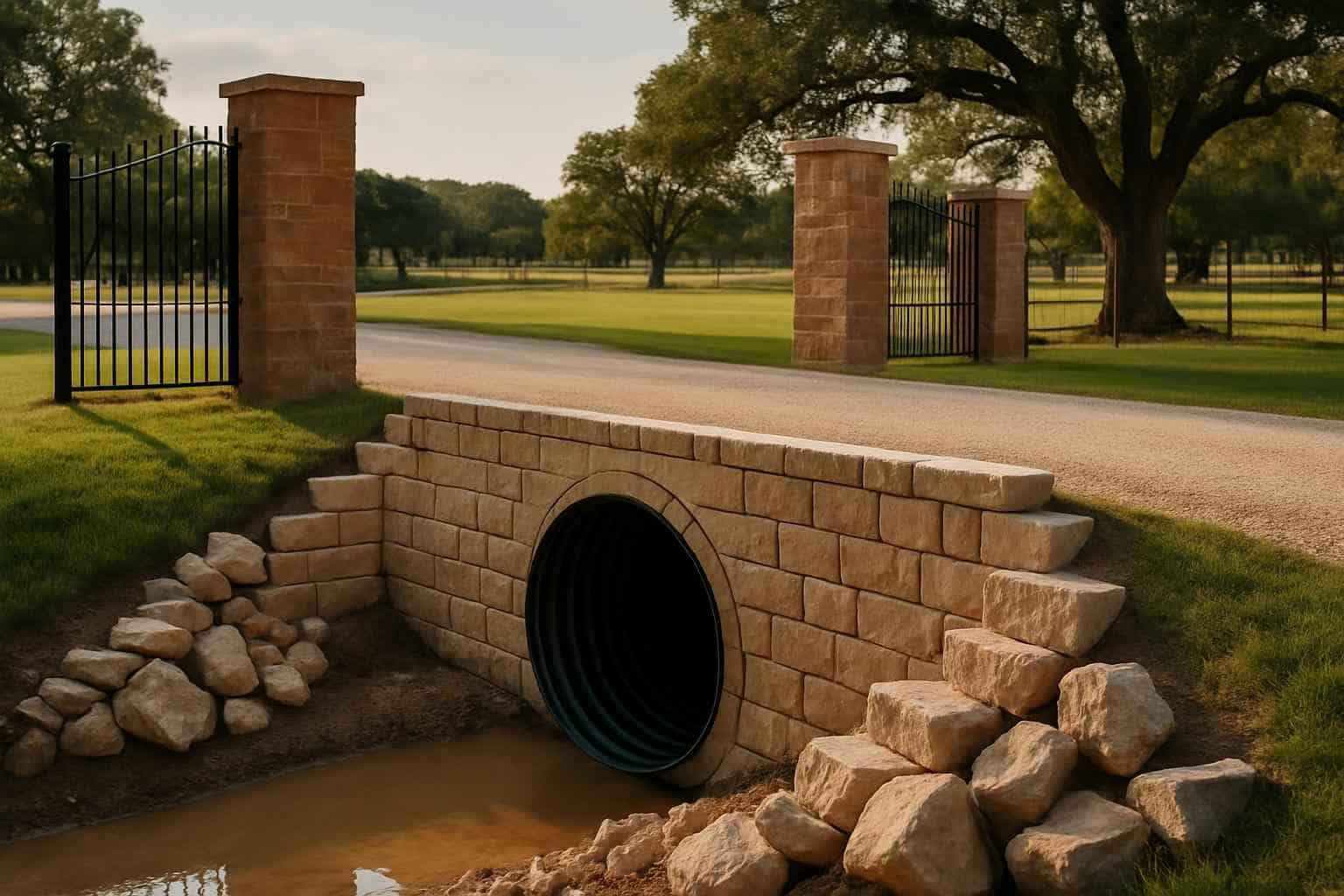 Culvert Install at Entrance in Waring Texas