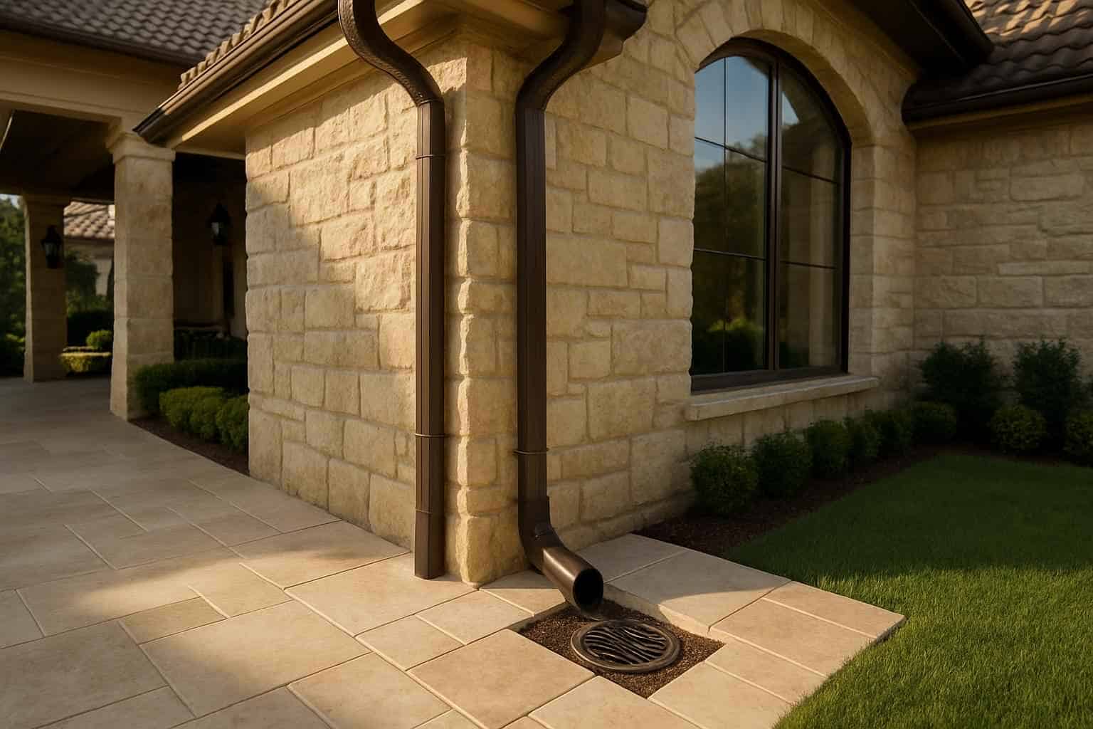 Downspout Drainage Tie Ins in Kerrville Texas