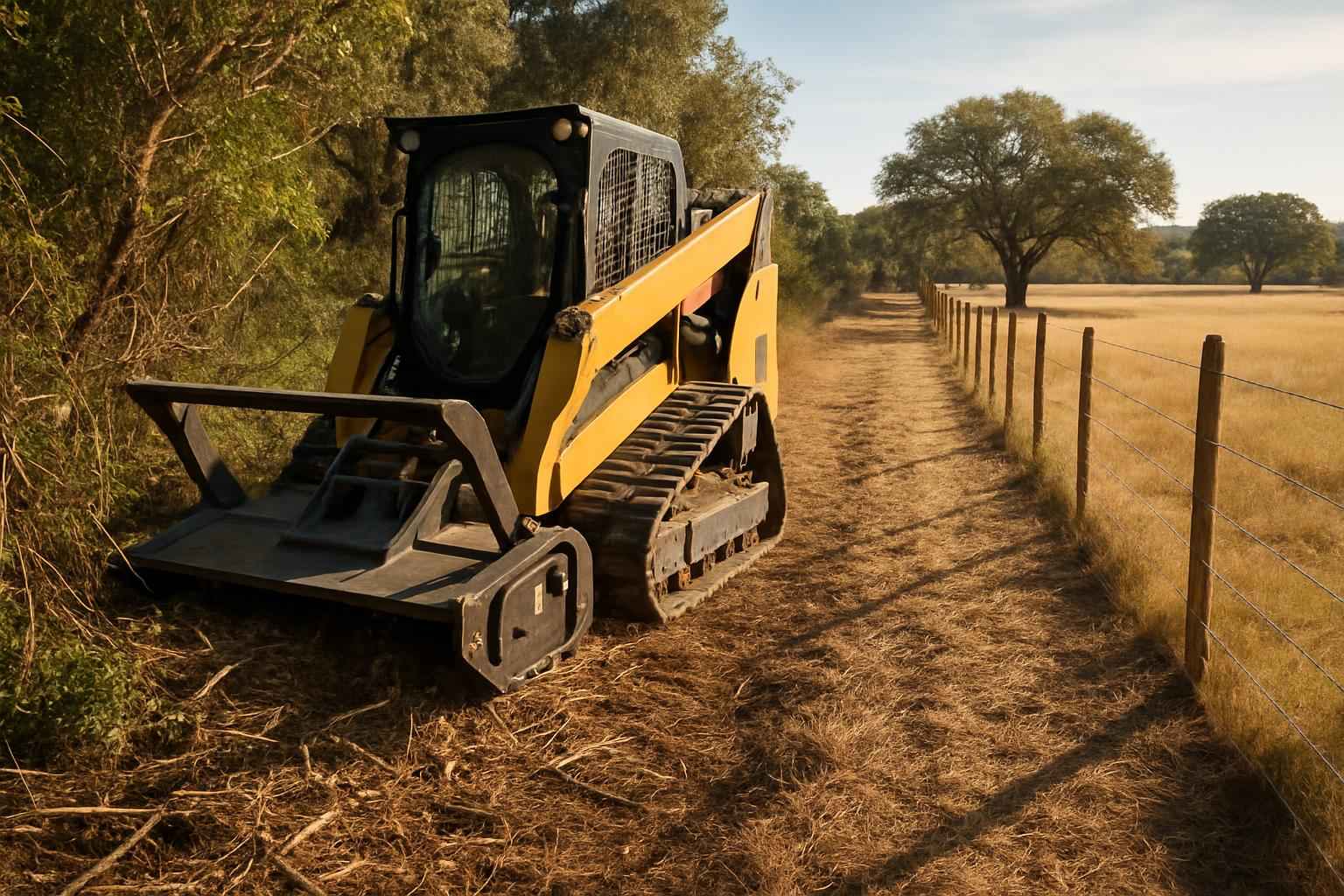 Fence Line Brush Clearing in Center Point Texas