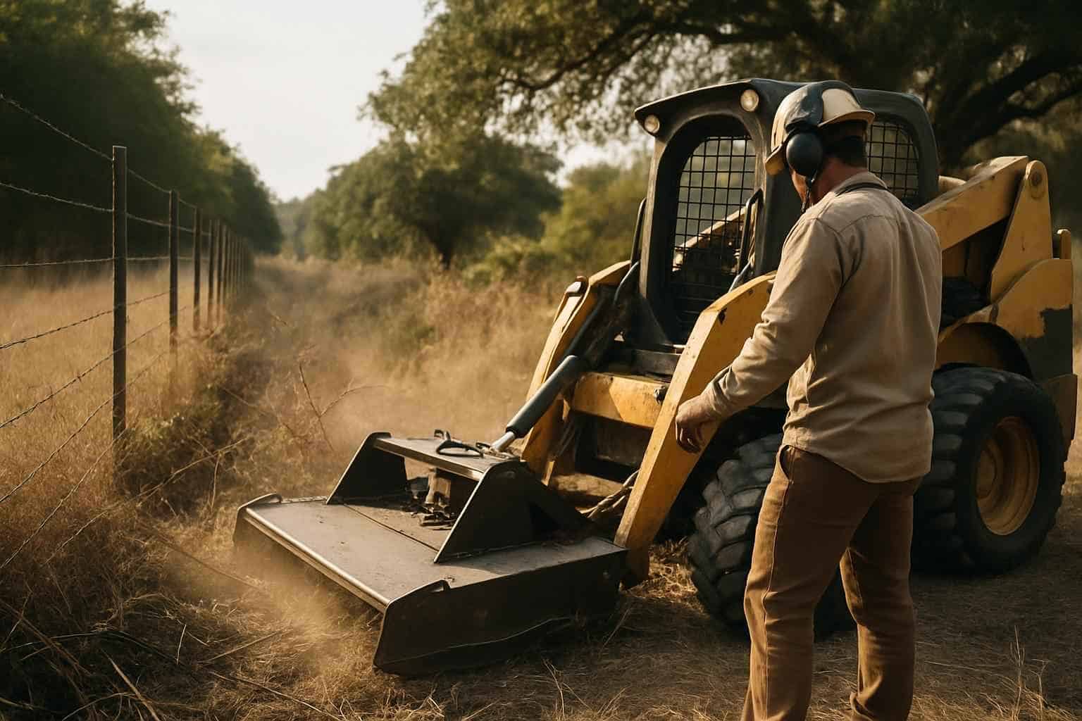 Fence Line Brush Clearing in Comfort Texas