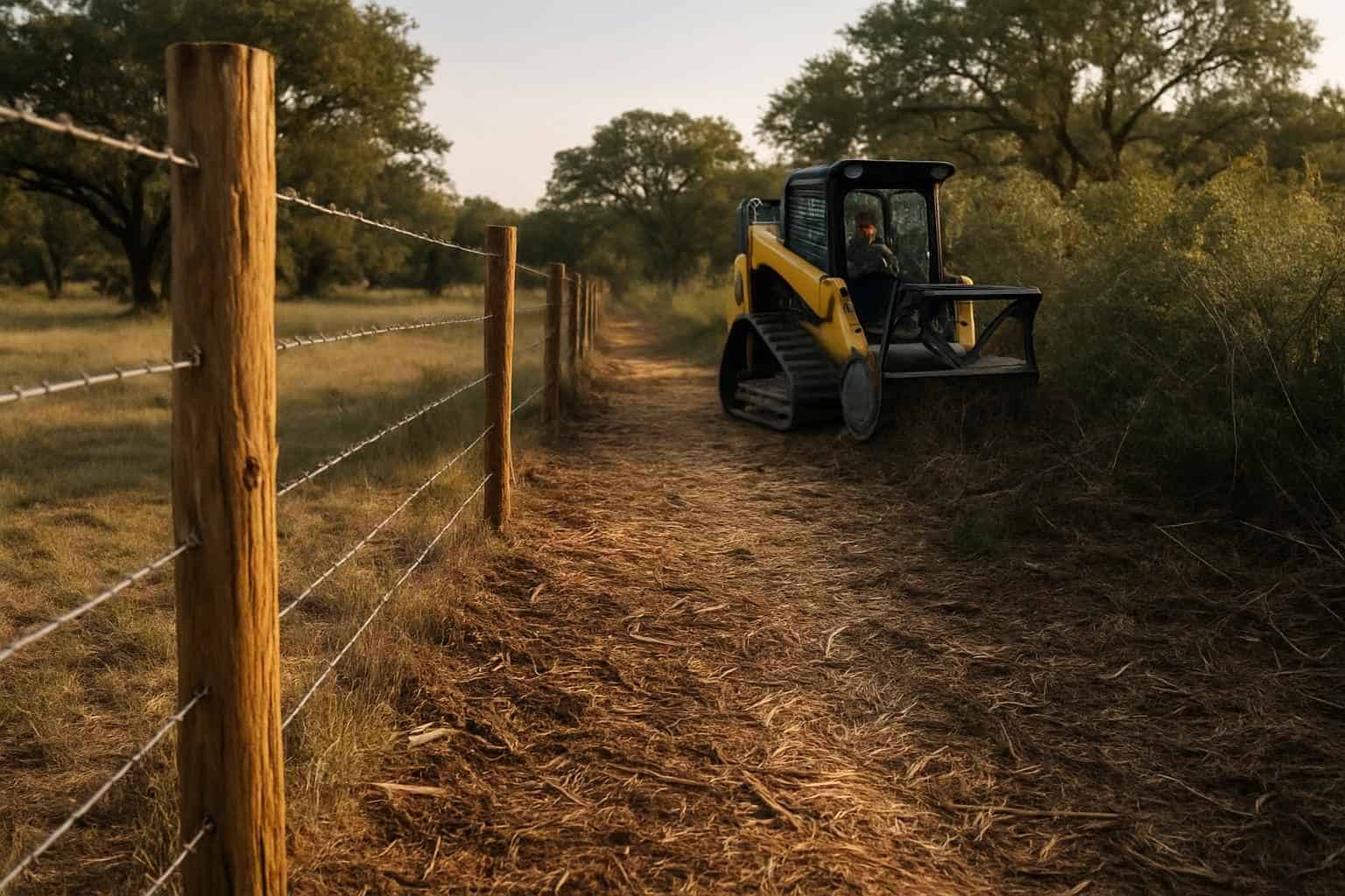 Fence Line Brush Clearing in Doss Texas