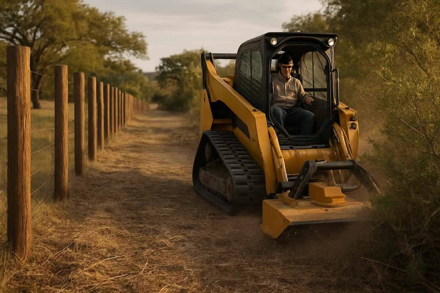 Fence Line Brush Clearing in Kerrville Texas