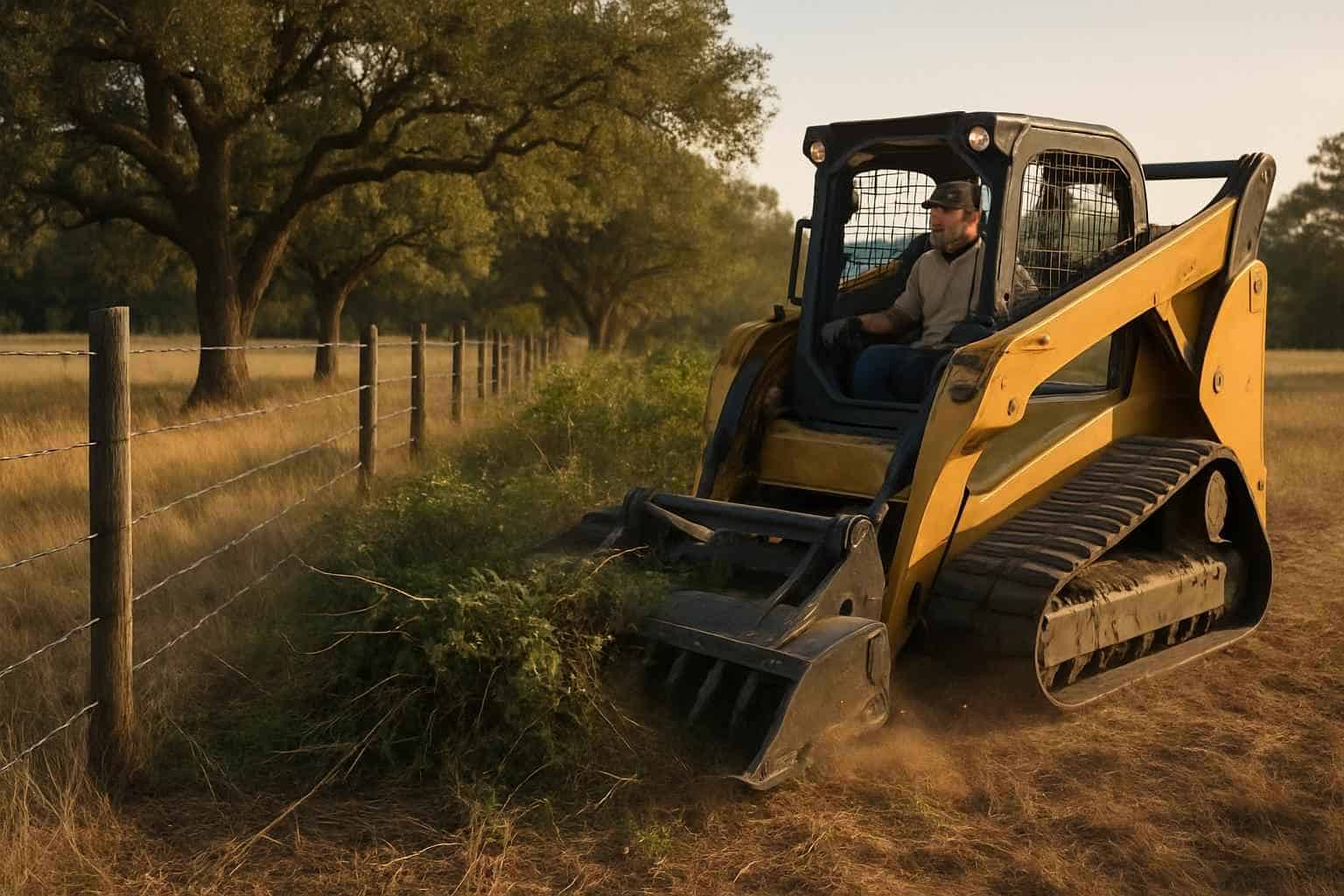 Fence Line Brush Clearing in Waring Texas