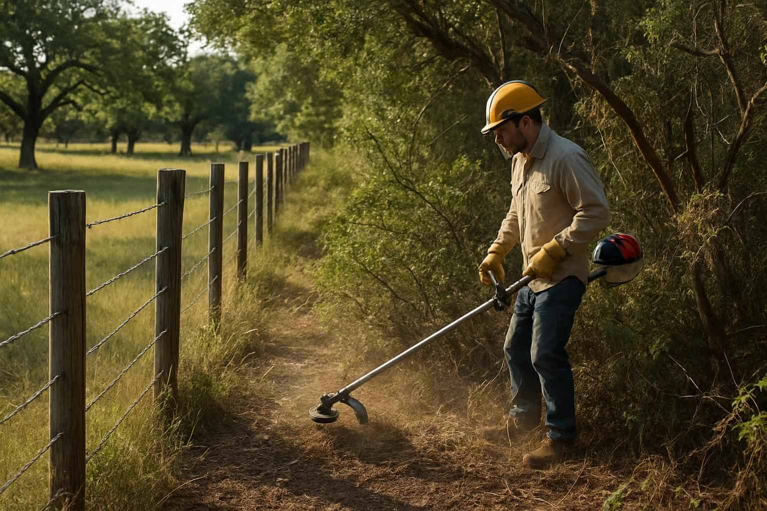 Fence Line Underbrush in Comfort Texas